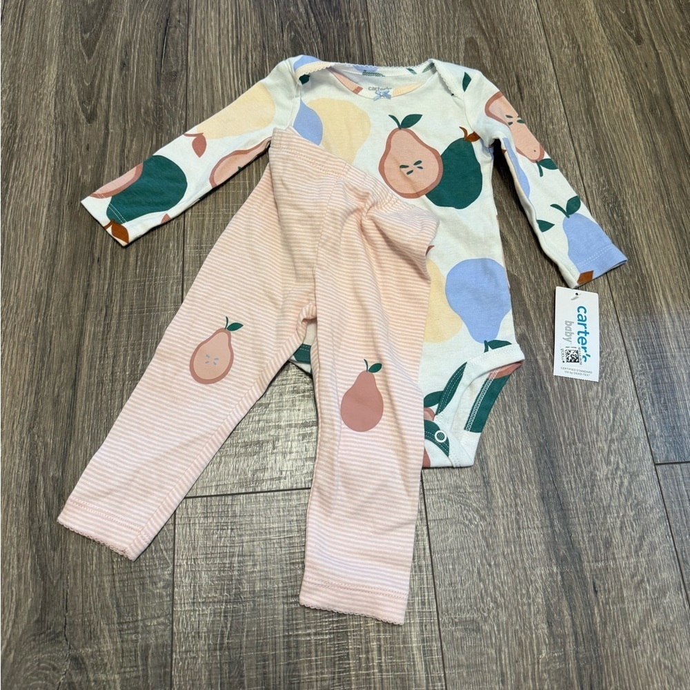 Carters Baby Girl Pear Outfit Size 9 Months NWT